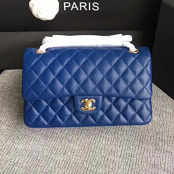 Classic Chanel Lambskin Flap Shoulder Bag Blue A01112 VS05712