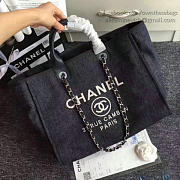 Chanel Navy Blue Canvas Large Deauville Shopping Bag A68046 VS01592 - 3