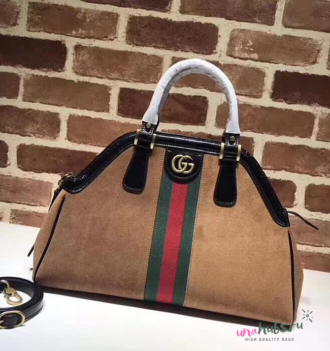 GUCCI RE(BELLE) SUEDE MEDIUM TOP HANDLE BAG ‎516459 BROWN 2018 - 1