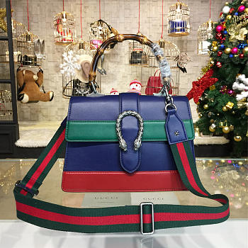 Gucci Dionysus medium top handle bag  blue/green/red leather