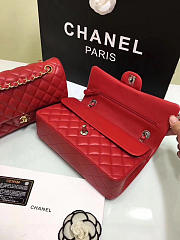 CHANEL 1112 Red Medium Size 2.55 Lambskin Leather Flap Bag With Gold/Silver Hardware - 2