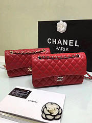 CHANEL 1112 Red Medium Size 2.55 Lambskin Leather Flap Bag With Gold/Silver Hardware - 3