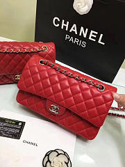 CHANEL 1112 Red Medium Size 2.55 Lambskin Leather Flap Bag With Gold/Silver Hardware - 4