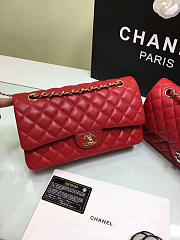 CHANEL 1112 Red Medium Size 2.55 Lambskin Leather Flap Bag With Gold/Silver Hardware - 5