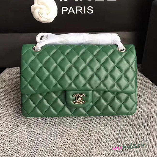 Classic Chanel Lambskin Flap Shoulder Bag Green A01112 VS04940 - 1