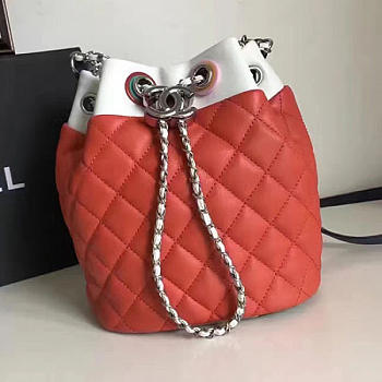 Chanel Small Drawstring Bag in Red Lambskin and Resin A93730 VS04392