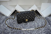 CHANEL 1112 Black Size 20cm Lambskin Leather Flap Bag With Gold / Silver Hardware - 2