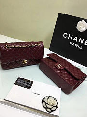 CHANEL 1112 Wine Red Medium Size 2.55 Lambskin Leather Flap Bag With Gold/Silver Hardware - 2