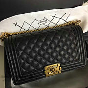 Luxury Chanel Medium Quilted Caviar Boy Bag Black Gold A13043 VS08406 - 4