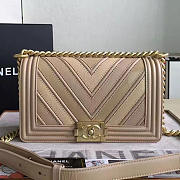 Chanel Chevron Medium Boy Bag Beige A67086 VS03308 - 1