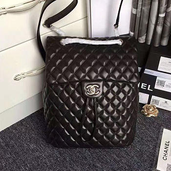 Chanel Urban Spirit Quilted Lambskin Large Backpack Black Silver Hardware 170301 VS02032