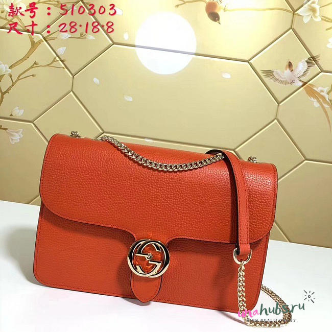 Gucci GG Flap Shoulder Bag On Chain Orange 510303 - 1