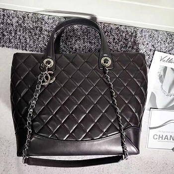 Chanel Quilted Lambskin Shopping Tote Bag Black 260301 VS02839