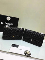 CHANEL 1112 black large size 30cm lambskin Leather Flap Bag with Gold/Silver Hardware - 1