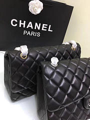 CHANEL 1112 black large size 30cm lambskin Leather Flap Bag with Gold/Silver Hardware - 3