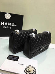 CHANEL 1112 black large size 30cm lambskin Leather Flap Bag with Gold/Silver Hardware - 2