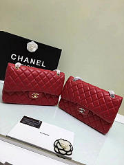 CHANEL 1112 Red Large Size 30cm Lambskin Leather Flap Bag With Gold/Silver Hardware - 1