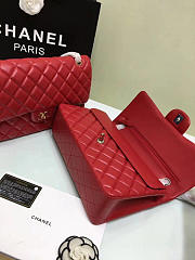 CHANEL 1112 Red Large Size 30cm Lambskin Leather Flap Bag With Gold/Silver Hardware - 3