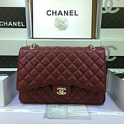 CHANEL 1112 Maroon Red Size 33cm Caviar Leather Flap Bag With Gold / Silver Hardware - 2