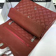 CHANEL 1112 Maroon Red Size 33cm Caviar Leather Flap Bag With Gold / Silver Hardware - 3