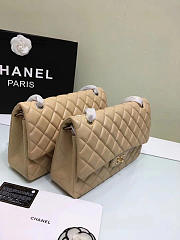 CHANEL 1112 Beige Large Size 30cm Lambskin Leather Flap Bag With Gold/Silver Hardware - 6