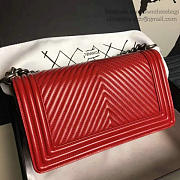 Chanel Medium Chevron Lambskin Boy Bag Red A13043 VS08698 - 5