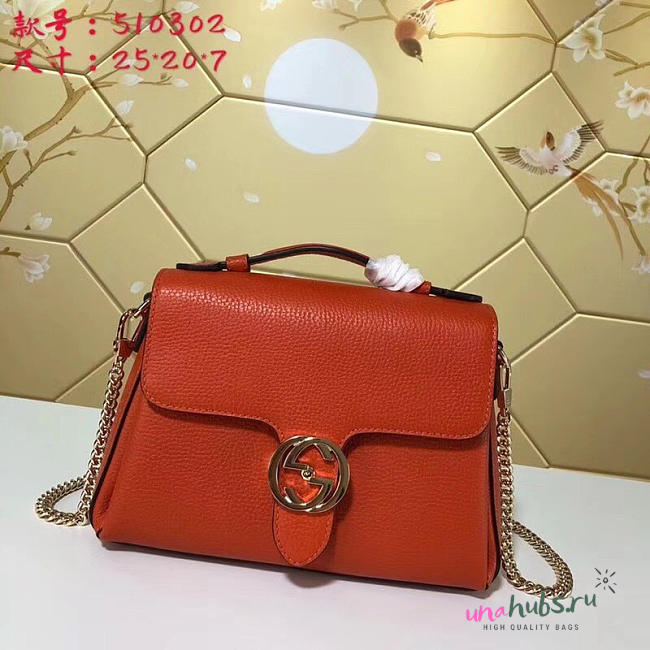 Gucci GG Flap Shoulder Bag On Chain Orange 5103032 - 1