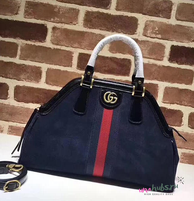 GUCCI RE(BELLE) SUEDE MEDIUM TOP HANDLE BAG ‎516459 NAVY BLUE 2018 - 1