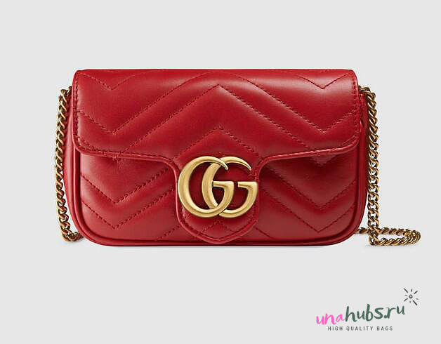 Gucci GG Marmont Matelassé Leather Super Mini Bag, Red - 1