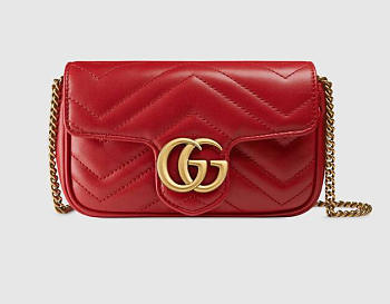 Gucci GG Marmont Matelassé Leather Super Mini Bag, Red