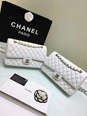 CHANEL 1112 White Large 2.55 Calfskin Leather Flap Bag with Gold Hardware - 1