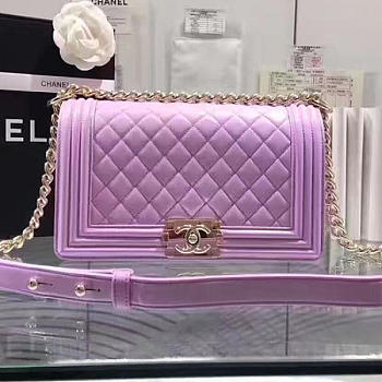 Chanel Violet Quilted Lambskin Medium Boy Bag A67086 VS02341