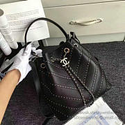 Chanel Stud Calfskin Bucket Bag Black A93598 VS08022 - 6