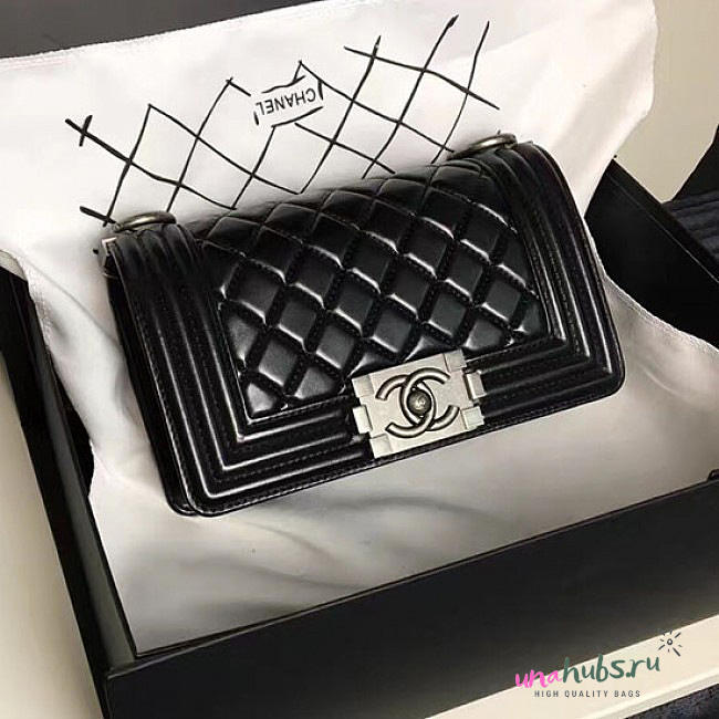 Chanel Small Quilted Lambskin Boy Bag Black A13043 VS07183 - 1