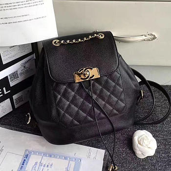 Chanel Grained Calfskin Backpack Black A93749 VS08053