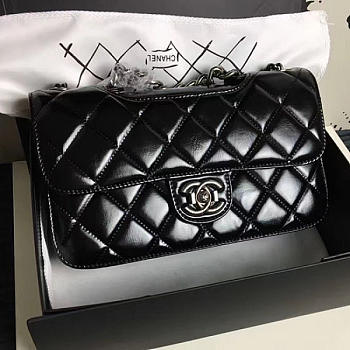 Chanel Black Oil Wax Leather Perfect Edge Bag Silver A14041 VS09833