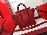 Celine NANO LUGGAGE SHOULDER BAG IN RED SMOOTH CALFSKIN - 2