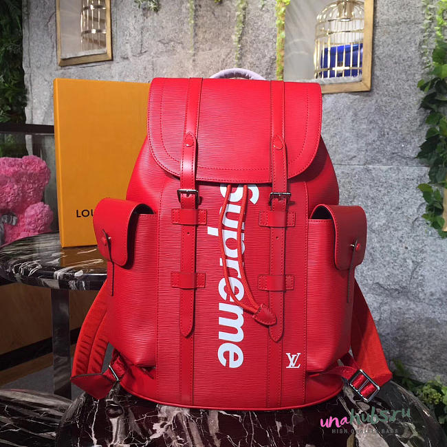 Louis Vuitton Supreme backpack M41709 Red water ripple backpack - 1