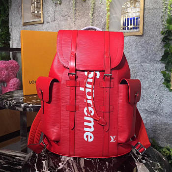 Louis Vuitton Supreme backpack M41709 Red water ripple backpack