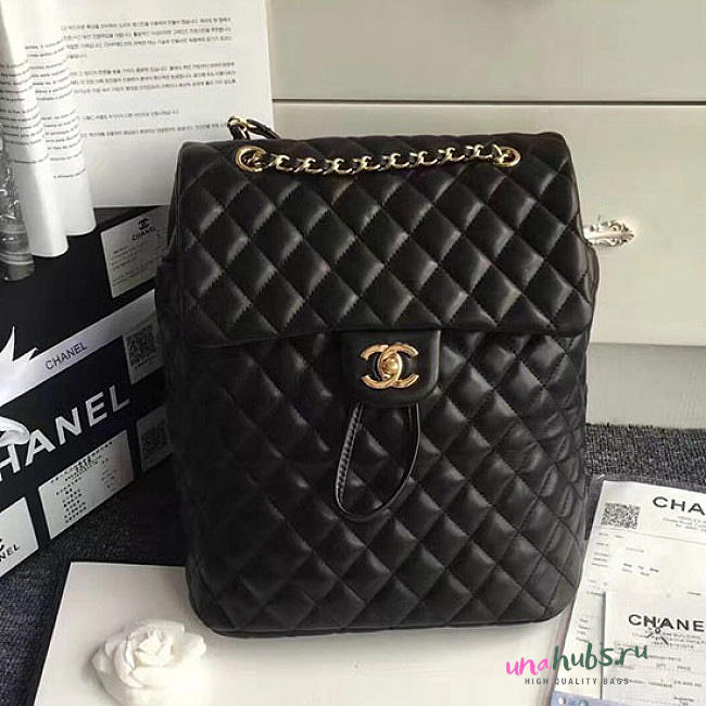 Chanel Urban Spirit Quilted Lambskin Large Backpack Black Gold Hardware 170301 VS05666 - 1