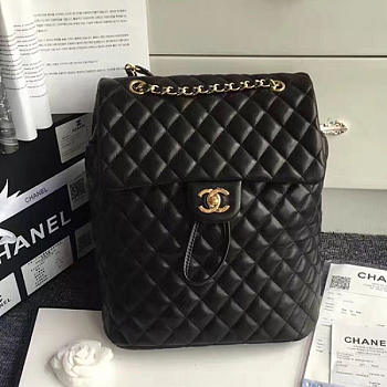 Chanel Urban Spirit Quilted Lambskin Large Backpack Black Gold Hardware 170301 VS05666