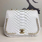 Chanel Snake Leather Flap Shoulder Bag White A98774 VS02816 - 1