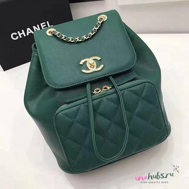 Chanel Grained Calfskin Backpack Green A93748 VS03992 - 1