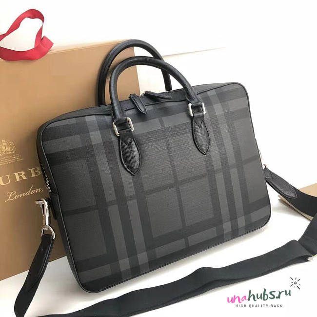 burberry Large Briefcase from London Check Fabric - 1