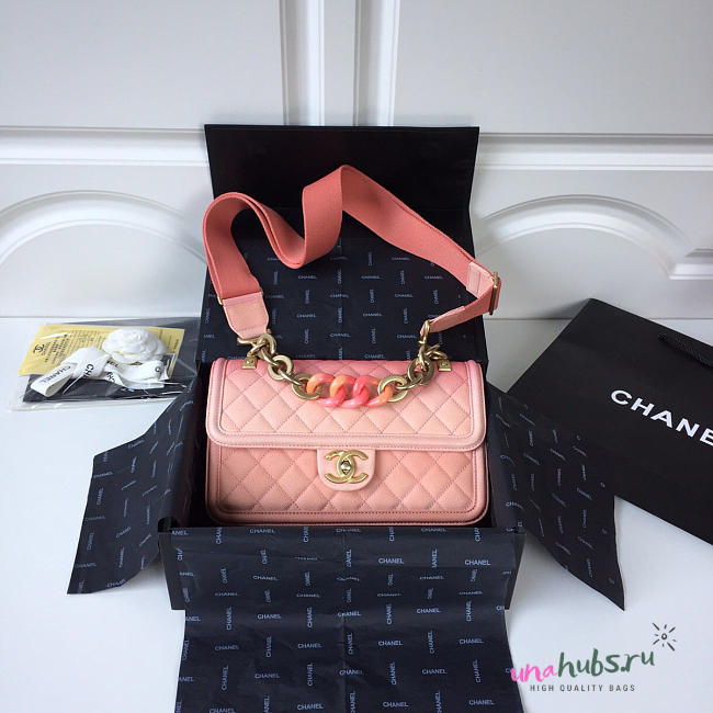 Chanel Flap Grained Calfskin Bag pink AS0062 - 1