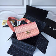 Chanel Flap Grained Calfskin Bag pink AS0062 - 4