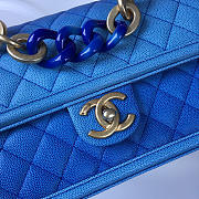 Chanel Flap Grained Calfskin Bag Blue AS0062 - 4