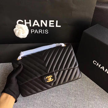 Chanel Calfskin Chevron Quilted 2.55 flap black bag 1112