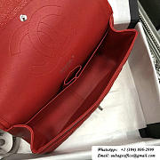 CHANEL Red Jumbo Calfskin Leather Double Flap Silver Bag - 4