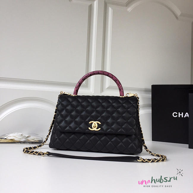 Chanel Coco Flap bag with top handle Black&White&Wine - 1